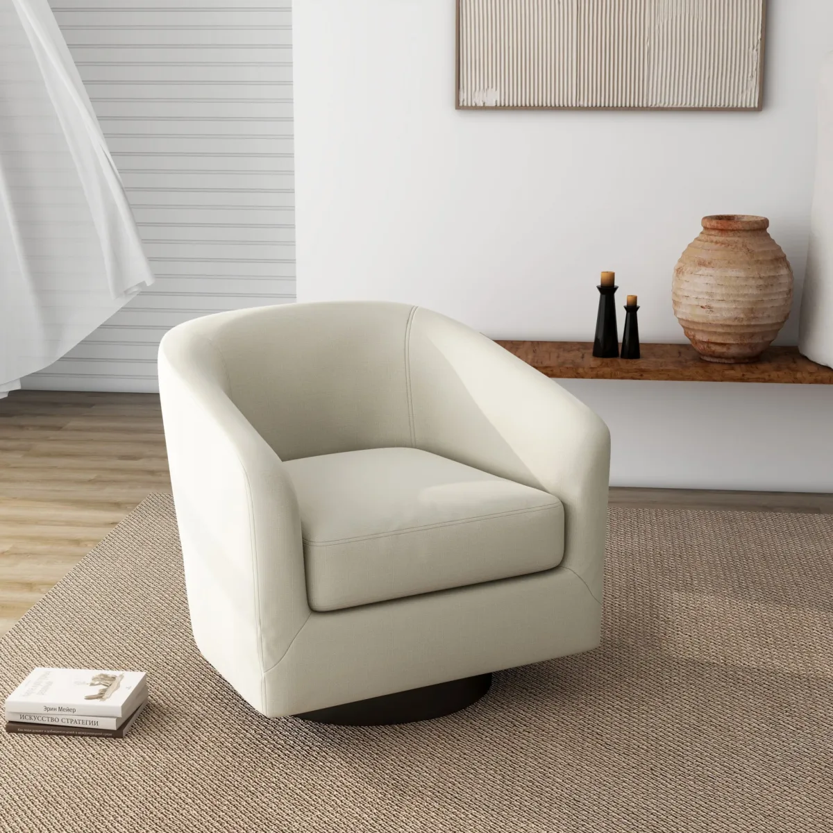 Cavian Mid-Century Modern Swivel Barrel Chair - Image 12