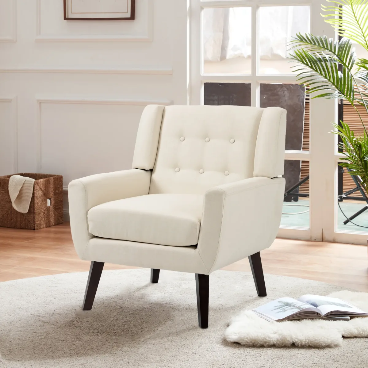 Orsona Button Tufted Fabric Accent Chair - Image 6
