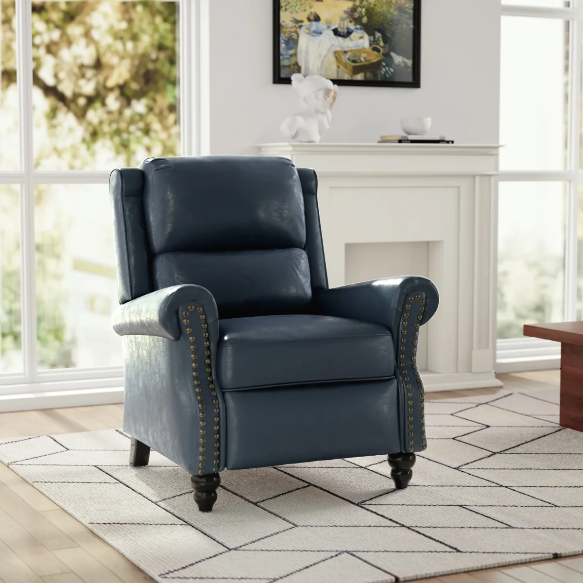 Kaelum Vintage Rolled Arms Recliner with Footrest - Image 8