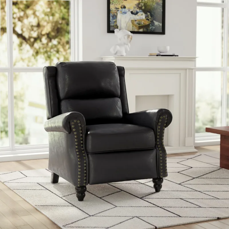 Kaelum Vintage Rolled Arms Recliner with Footrest - Image 7
