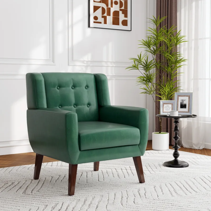 Orsona Button Tufted Faux Leather Accent Chair - Image 3