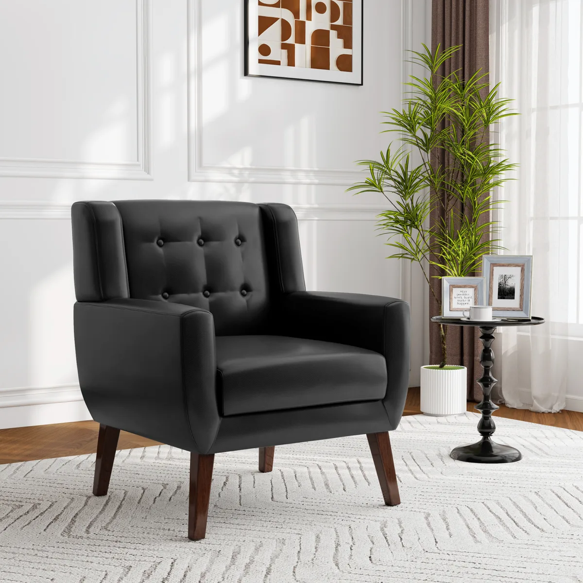 Orsona Button Tufted Faux Leather Accent Chair - Image 5