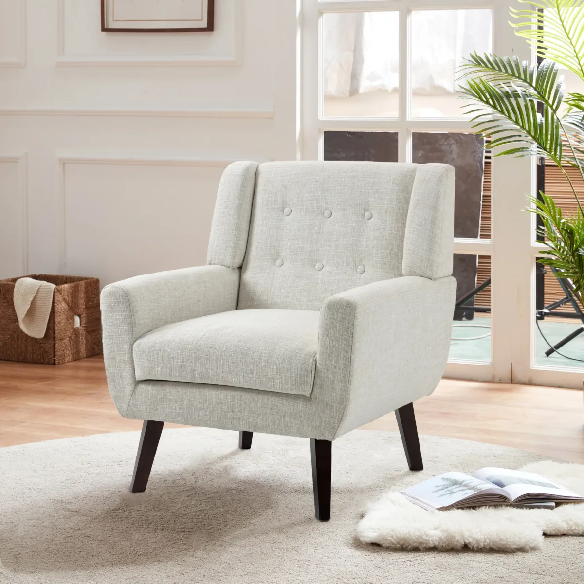 Orsona Button Tufted Fabric Accent Chair - Image 10
