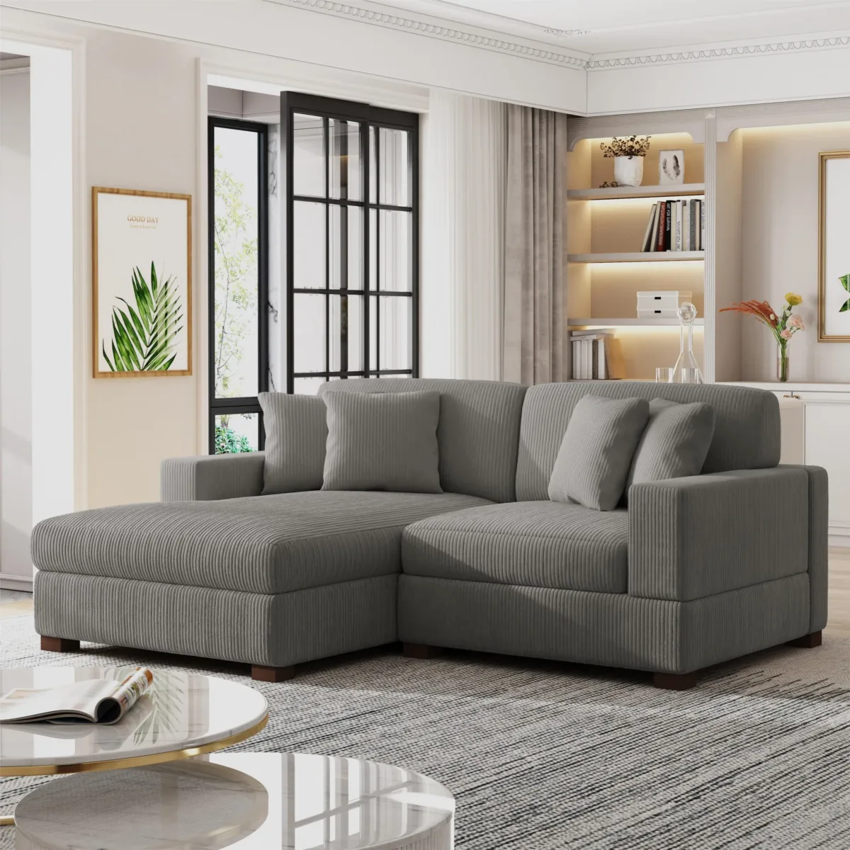 Phydra 2-Piece L-Shape Corduroy Sectional Sofa - Image 5
