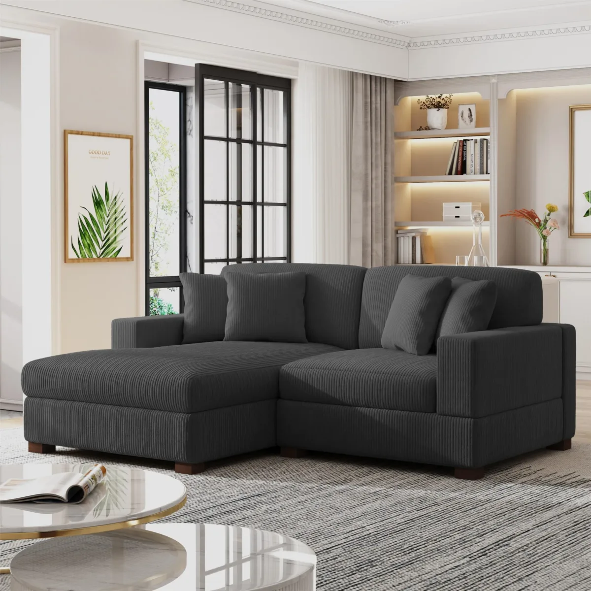 Phydra 2-Piece L-Shape Corduroy Sectional Sofa - Image 8