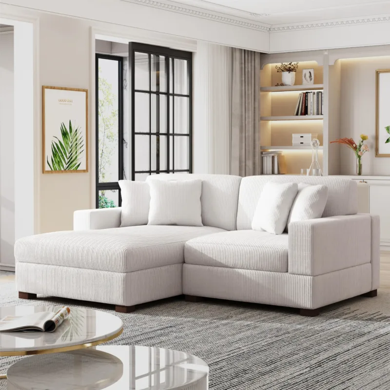 Phydra 2-Piece L-Shape Corduroy Sectional Sofa