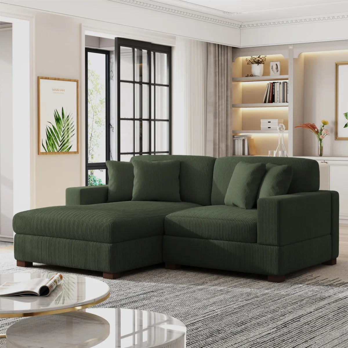 Phydra 2-Piece L-Shape Corduroy Sectional Sofa - Image 7