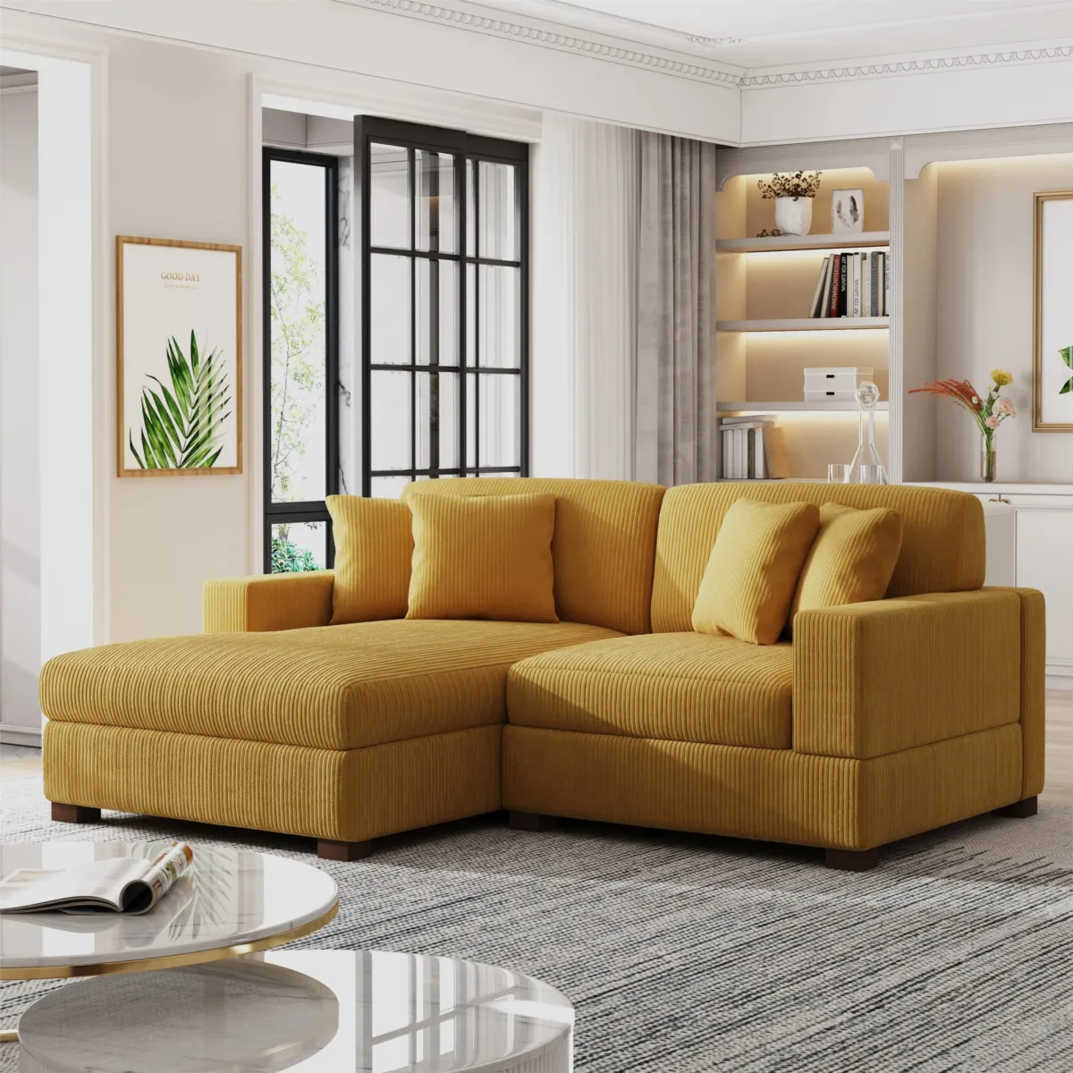 Phydra 2-Piece L-Shape Corduroy Sectional Sofa - Image 3