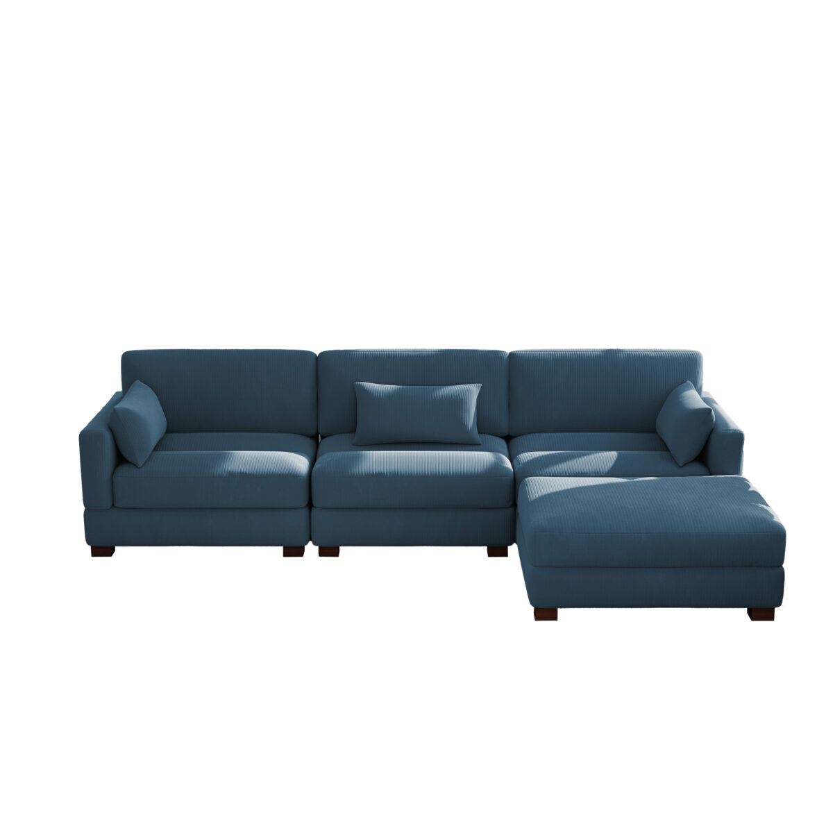 Auralyn 125″ 4-Piece Modular Corduroy L-Shape Sectional Sofa - Image 1