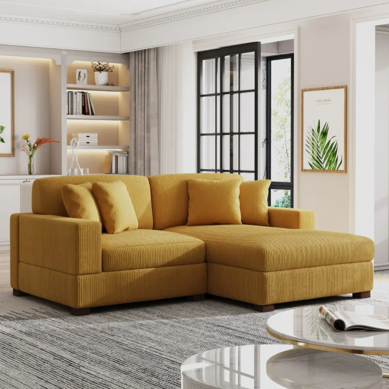 Phydra 2-Piece L-Shape Corduroy Sectional Sofa - Image 2