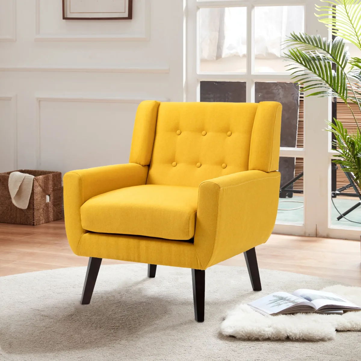 Orsona Button Tufted Fabric Accent Chair - Image 7