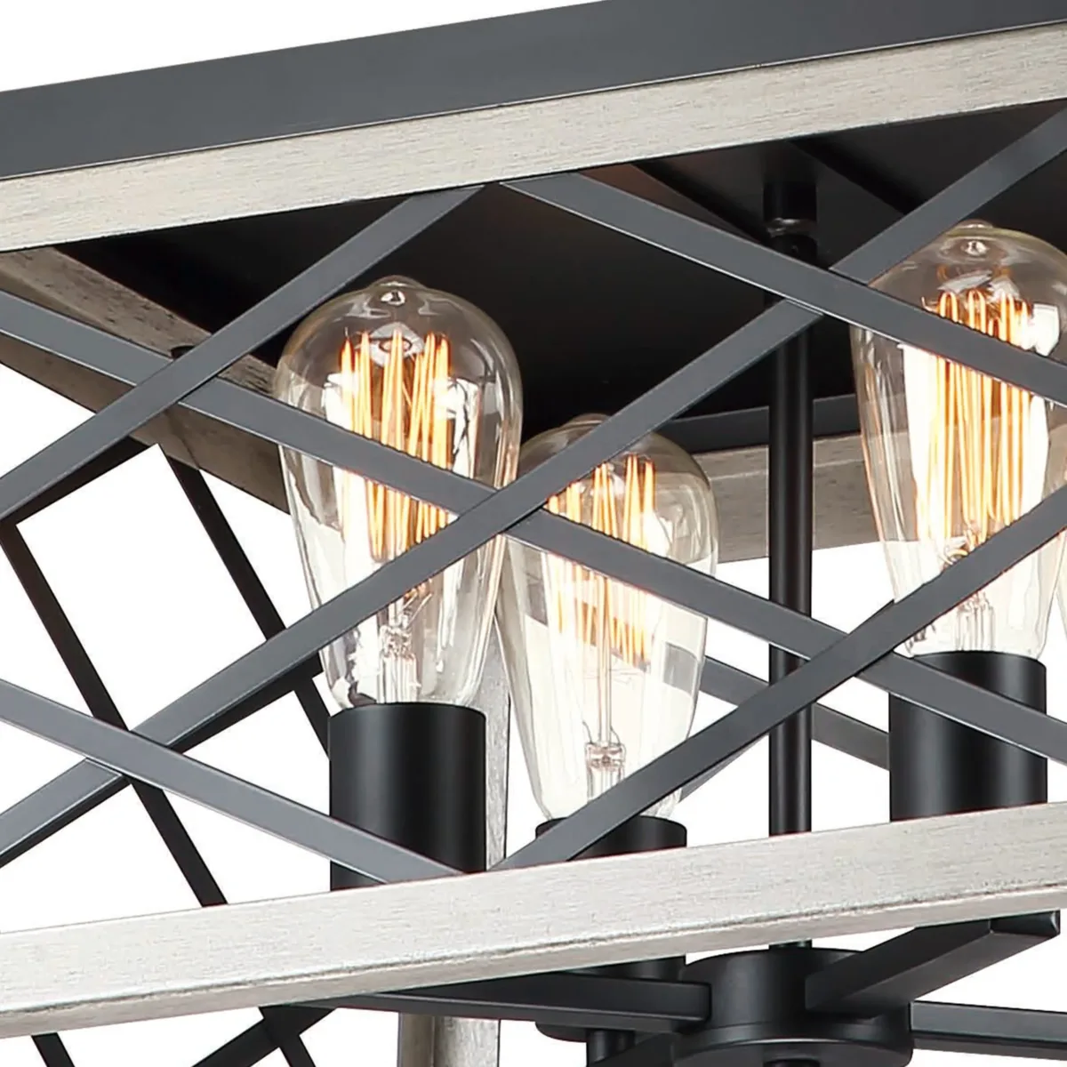 Lauren 4 Light Anchor Grey Oak And Matte Black Lantern Square Pendant - Image 5