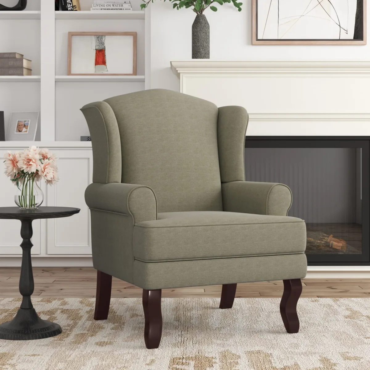 Brentworth Cotton Linen Wingback Accent Chair - Image 2