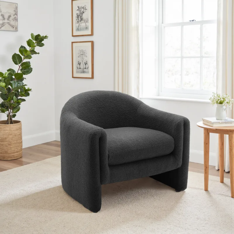 Nolva Scandi Upholstered Barrel Accent Chair - Image 5