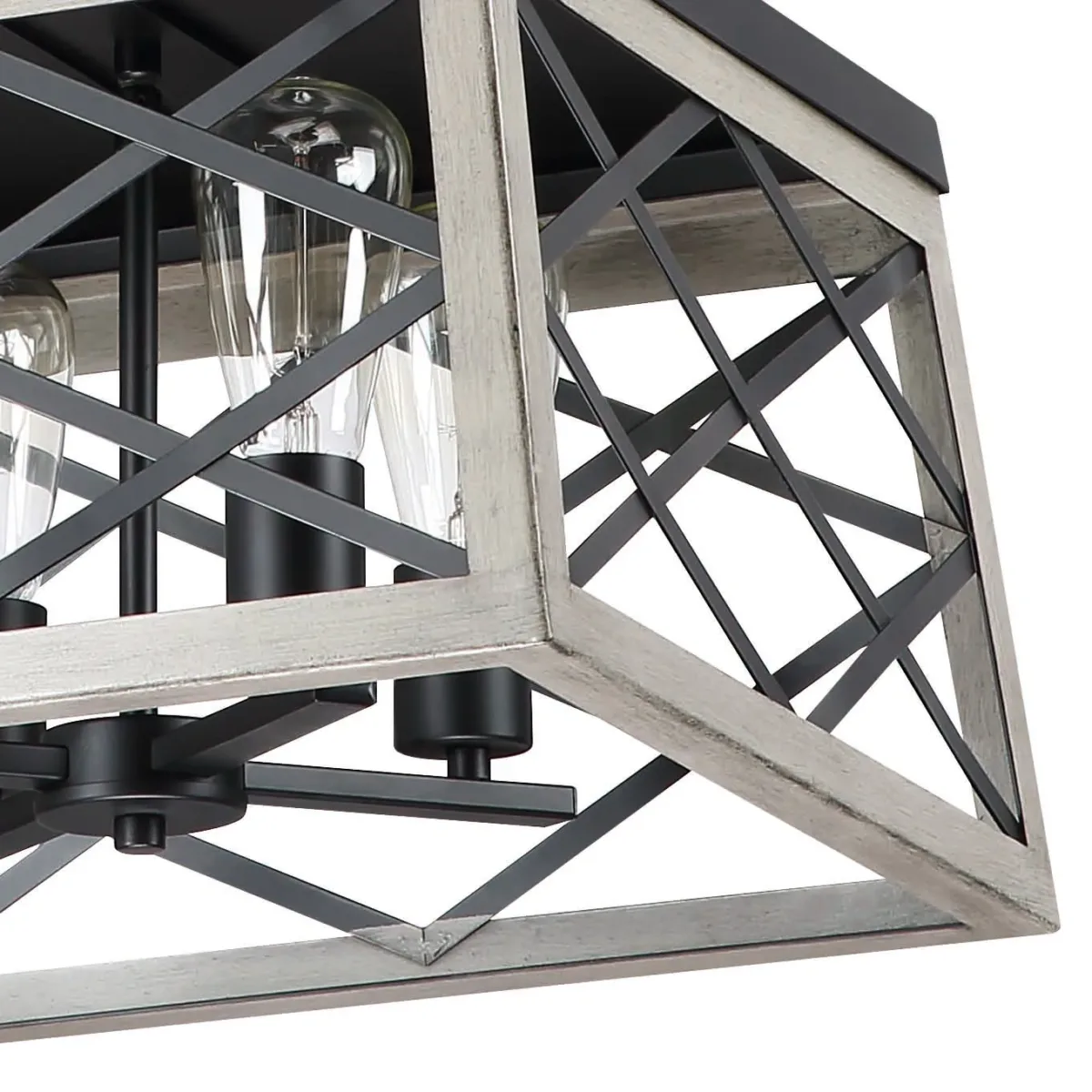 Lauren 4 Light Anchor Grey Oak And Matte Black Lantern Square Pendant - Image 6