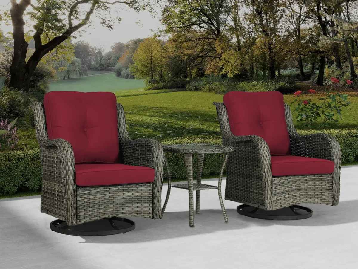 Auryanna Rattan Outdoor Furniture 3 Piece Swivel Seating Group with Coushions - Image 5