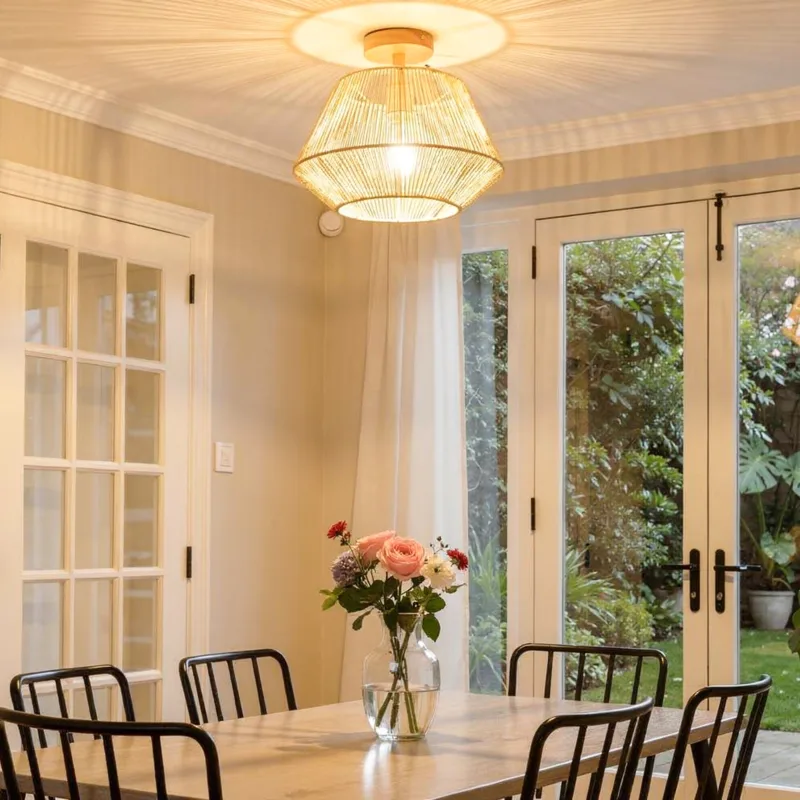 Armelia Rattan Semi Flush Mount - Image 2