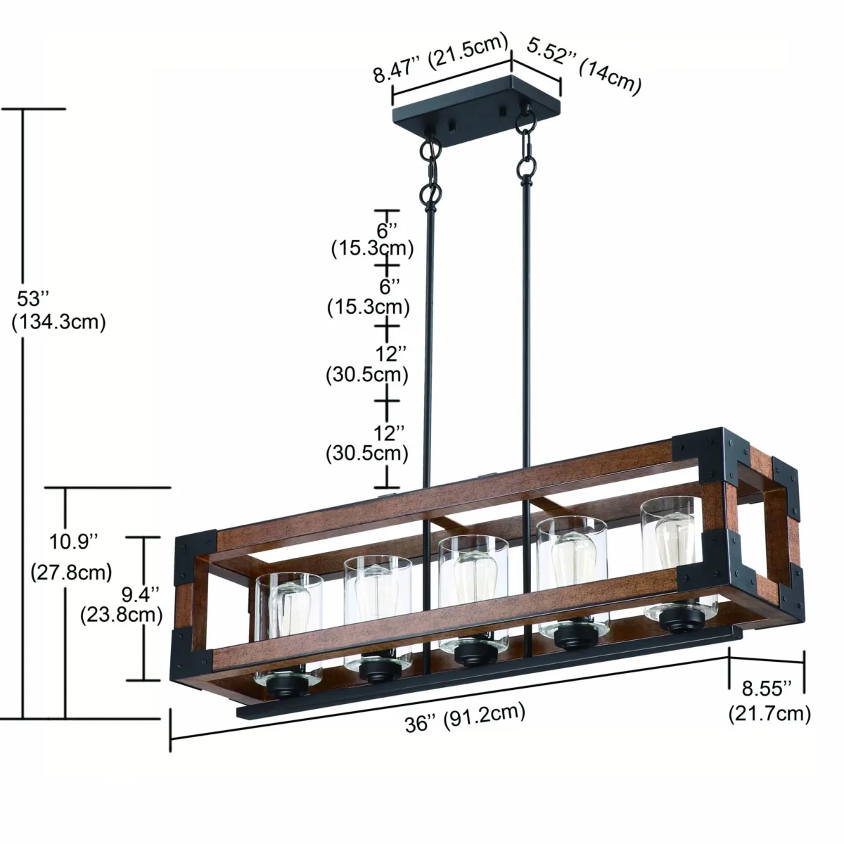 Alilah 5 - Light Dimmable Kitchen Island Square / Rectangle Chandelier - Image 2