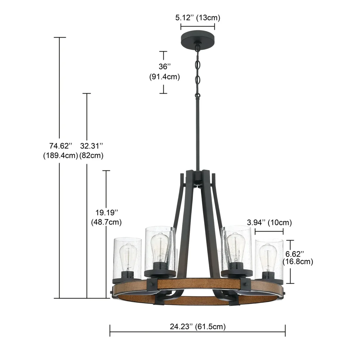 Royst 6 - Light Unique Wagon Wheel Chandelier - Image 2