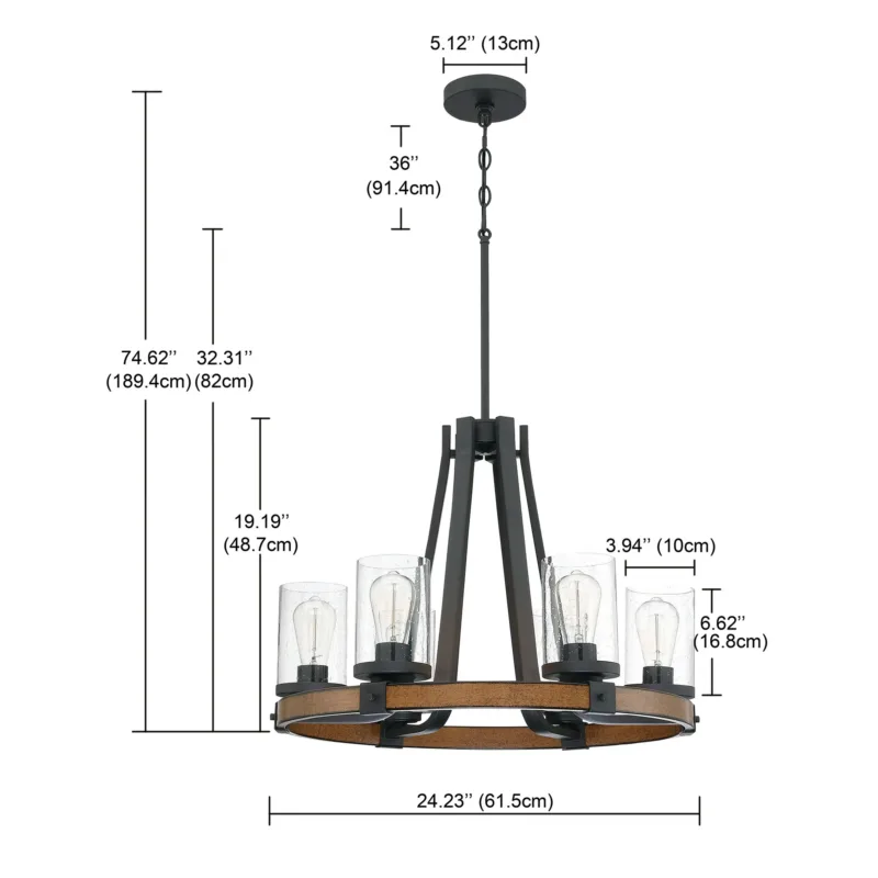 Royst 6 - Light Unique Wagon Wheel Chandelier - Image 2
