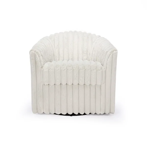 Aunna Upholstered Rabbit Fur Swivel Barrel Chair