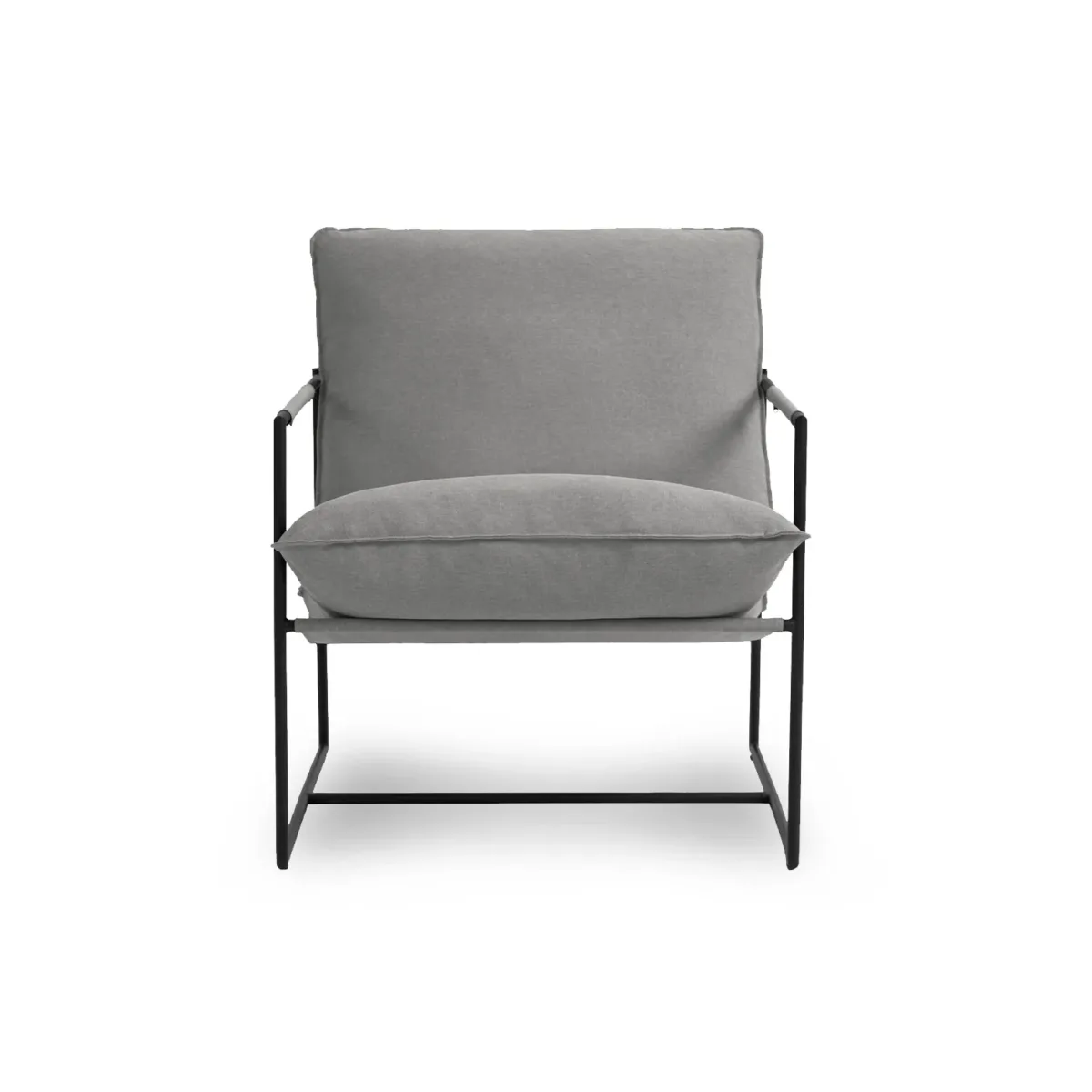 Arloq Modern Industrial Metal Frame Sling Lounge Chair - Image 1