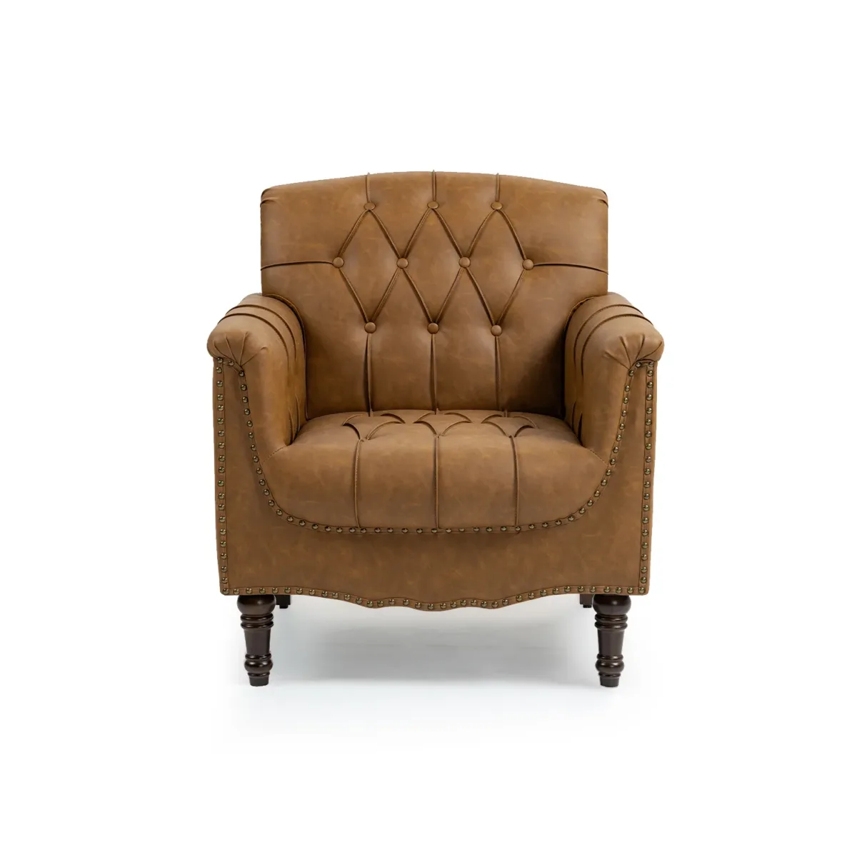 Rexington Chesterfield Tufted Faux Leather Armchair - Image 1