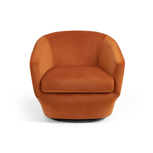Faux Leather Swivel Barrel Chair
