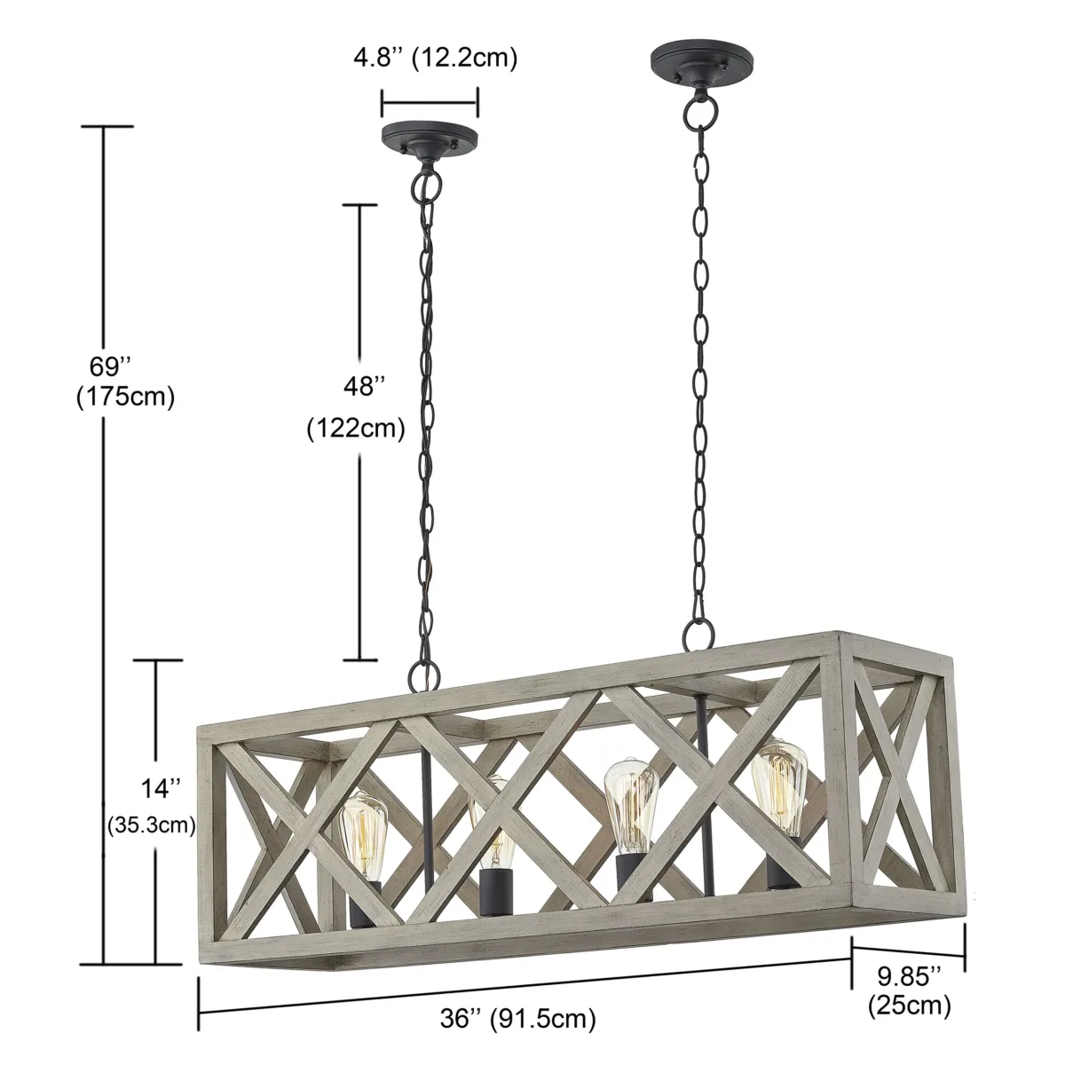 Anova 4 - Light Dimmable Lantern Square / Rectangle Chandelier - Image 2