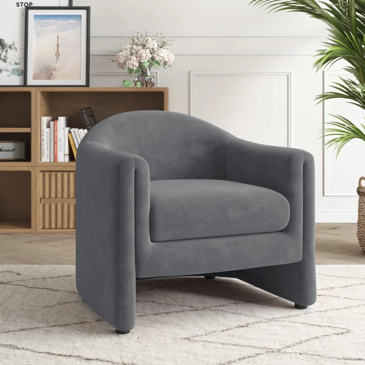 Nolva Scandi Upholstered Barrel Accent Chair - Image 8