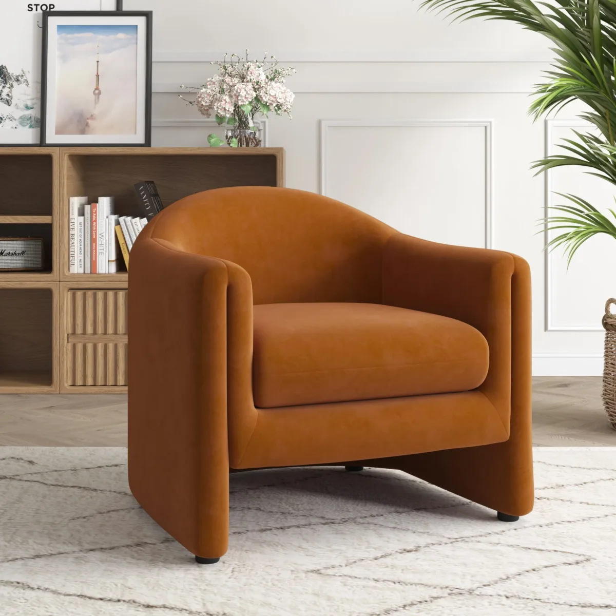 Nolva Scandi Upholstered Barrel Accent Chair - Image 7