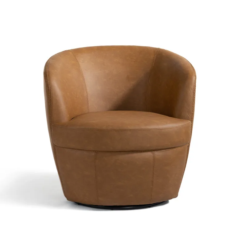Corvan Faux Leather Swivel Barrel Chair