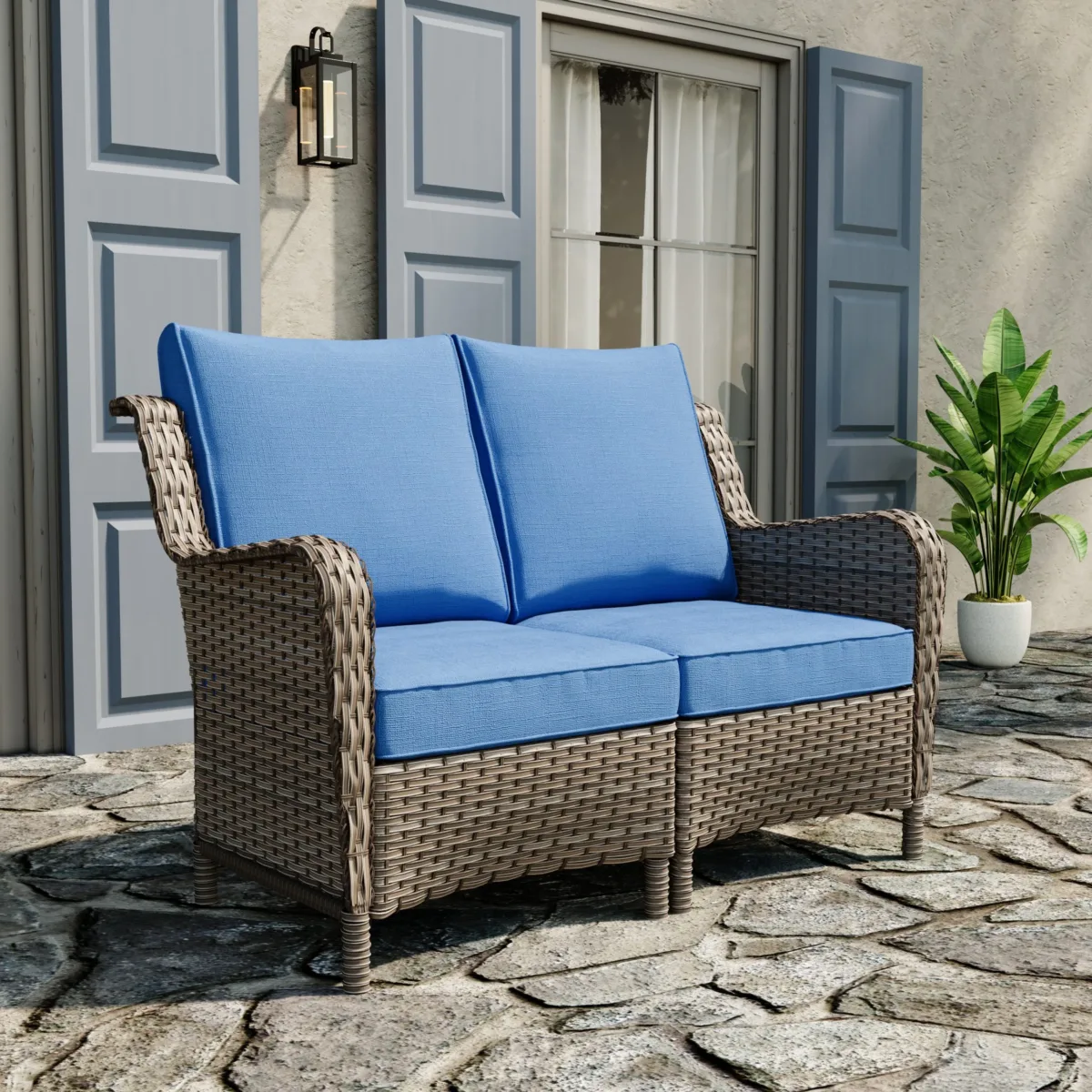 Roven Wicker Outdoor Modular Armchairs Loveseat - Image 2
