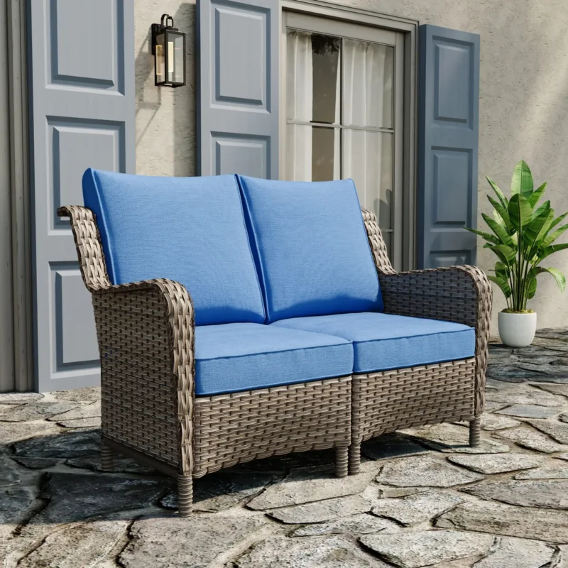Roven Wicker Outdoor Modular Armchairs Loveseat - Image 2