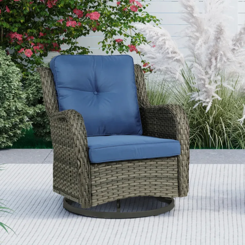 Outdoor Avalise Rocker Metal Chair with Cushions - Image 3