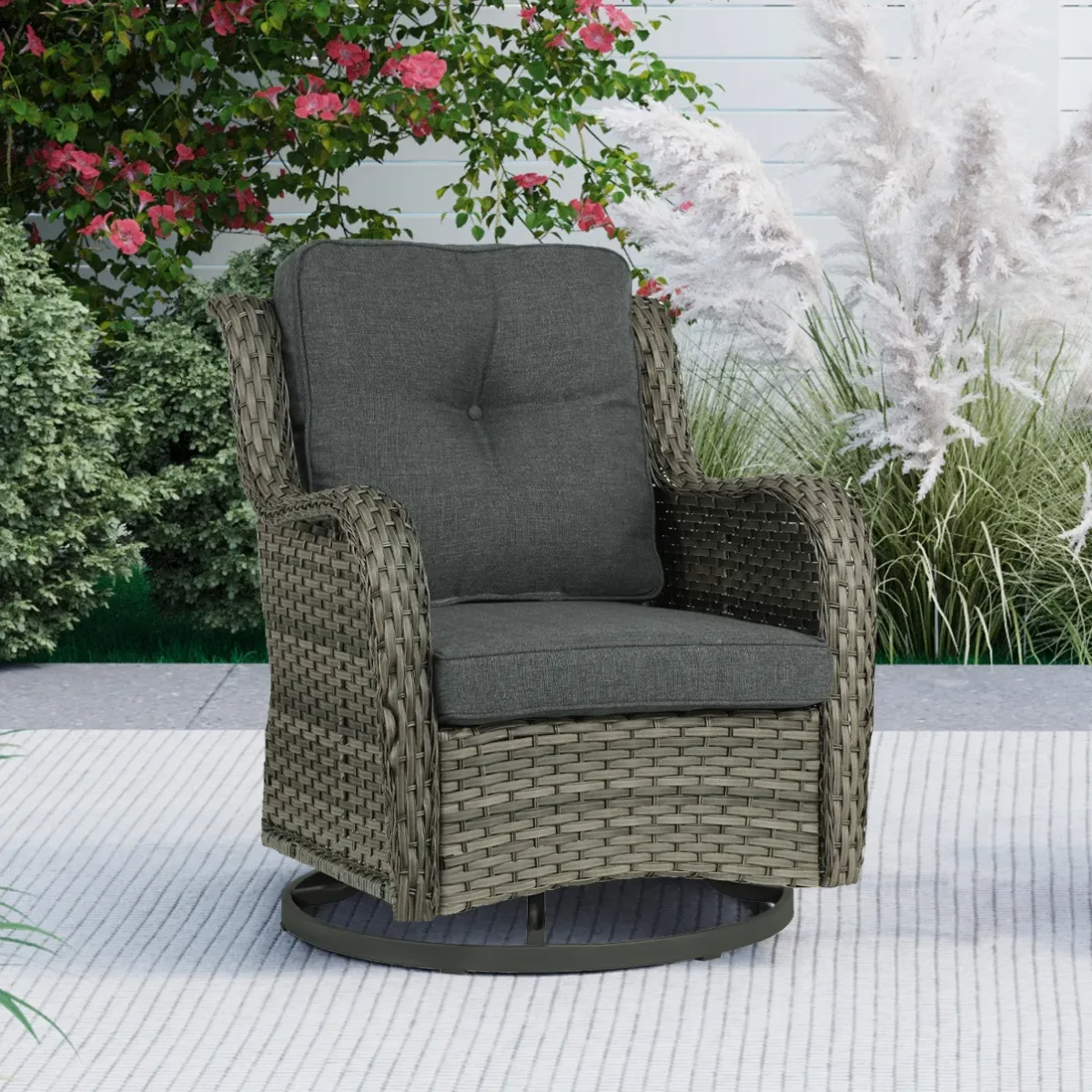 Outdoor Avalise Rocker Metal Chair with Cushions - Image 2