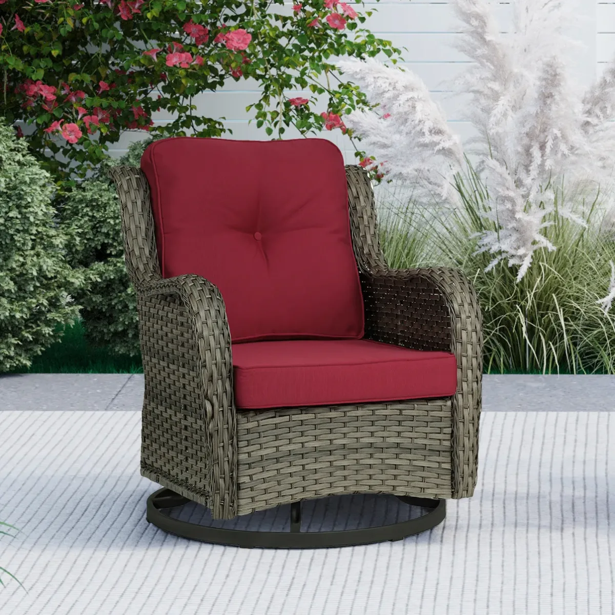 Outdoor Avalise Rocker Metal Chair with Cushions - Image 6
