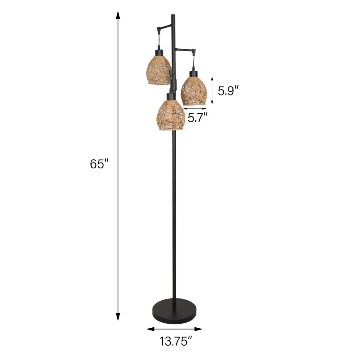 Asiel 65'' Black Tree Floor Lamp - Image 2