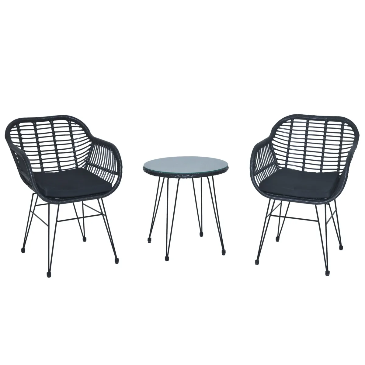 Buschi Round 2 - 3-Piece Wicker Rattan Patio 21'' L Seating Set with Cushions - Image 6
