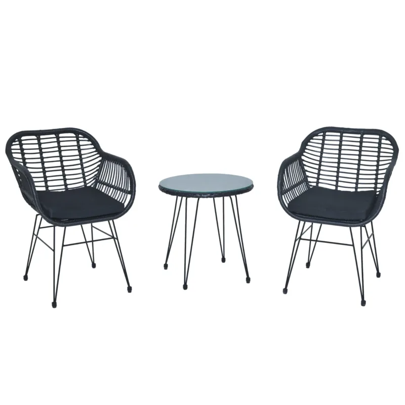 Buschi Round 2 - 3-Piece Wicker Rattan Patio 21'' L Seating Set with Cushions - Image 6