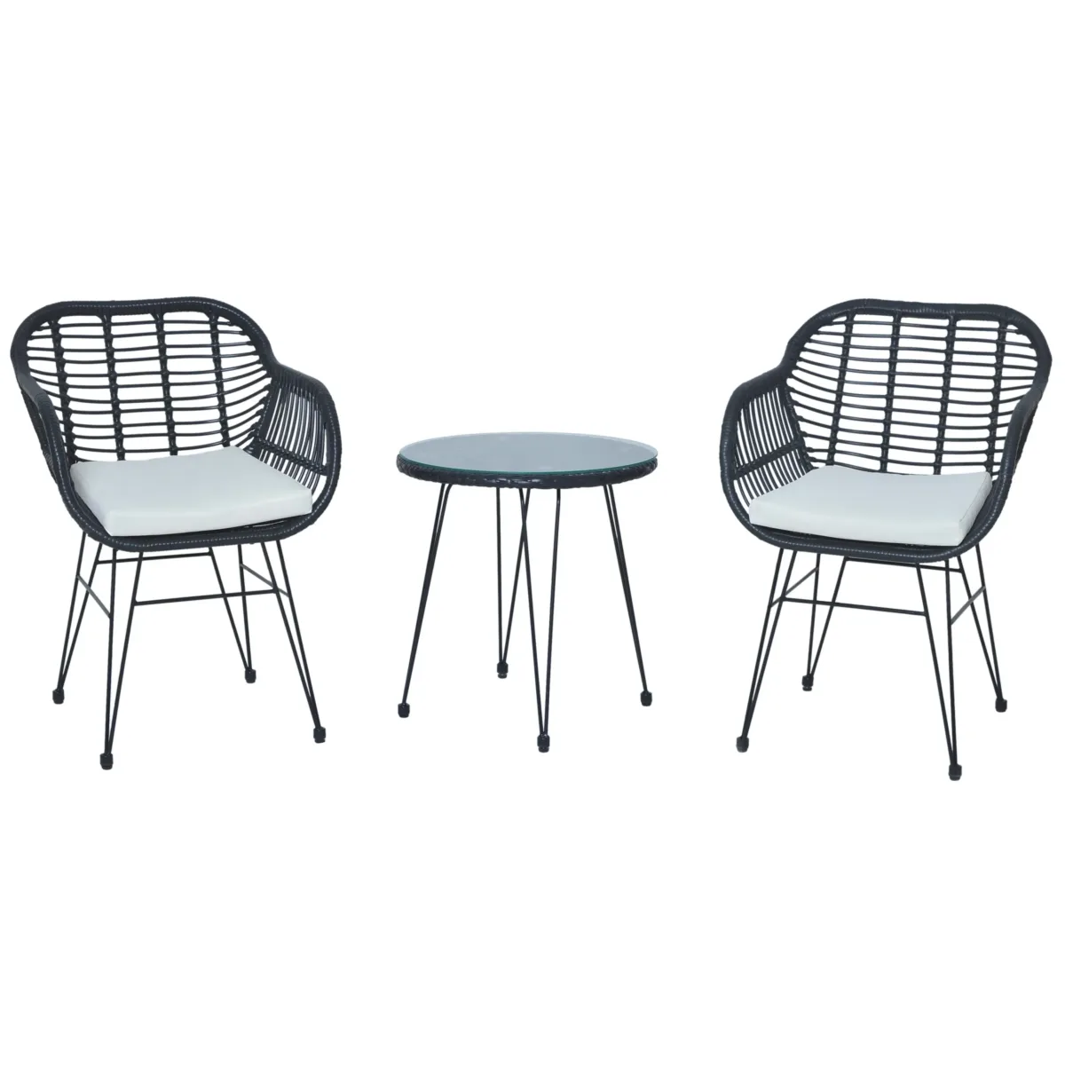 Buschi Round 2 - 3-Piece Wicker Rattan Patio 21'' L Seating Set with Cushions - Image 5
