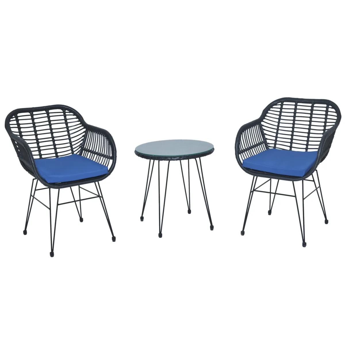 Buschi Round 2 - 3-Piece Wicker Rattan Patio 21'' L Seating Set with Cushions - Image 7
