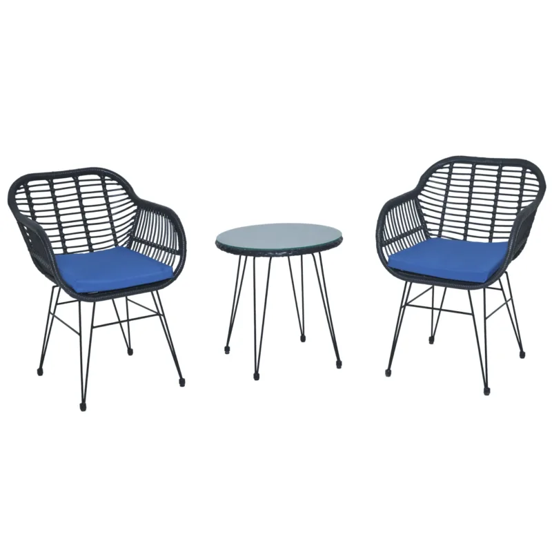 Buschi Round 2 - 3-Piece Wicker Rattan Patio 21'' L Seating Set with Cushions - Image 7