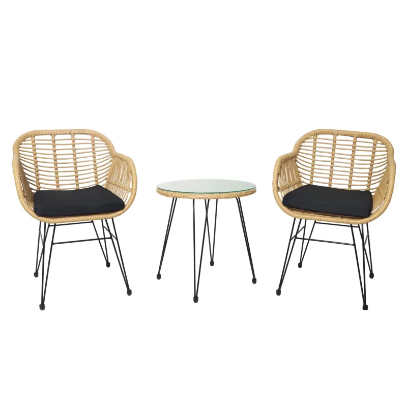 Buschi Round 2 - 3-Piece Wicker Rattan Patio 21'' L Seating Set with Cushions - Image 7