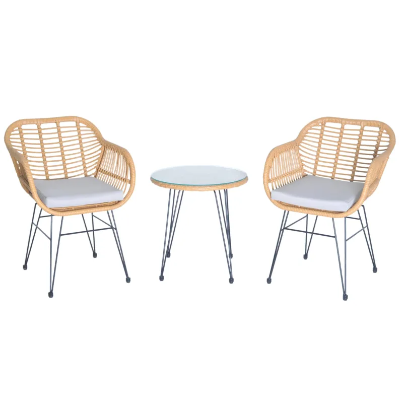 Buschi Round 2 - 3-Piece Wicker Rattan Patio 21'' L Seating Set with Cushions - Image 6
