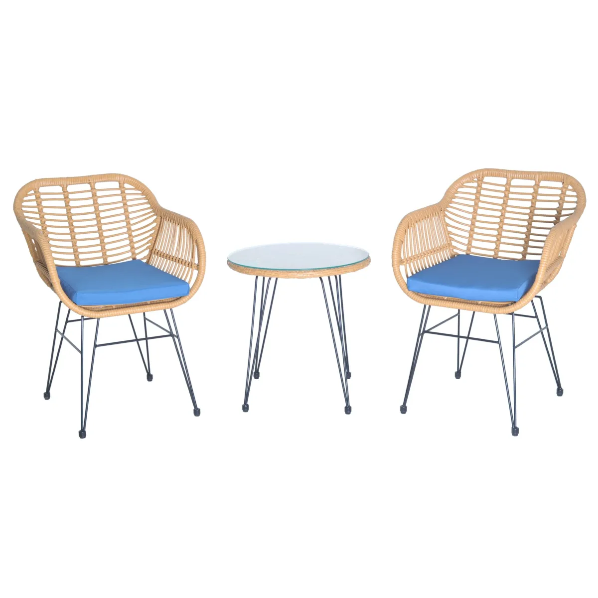 Buschi Round 2 - 3-Piece Wicker Rattan Patio 21'' L Seating Set with Cushions - Image 5