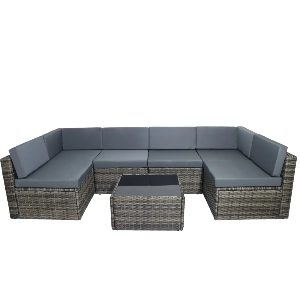 Raffe 6-Piece Outdoor Rattan Dining and Lounge Set with Cushions - Image 7