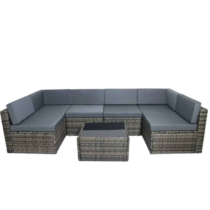 Raffe 6-Piece Outdoor Rattan Dining and Lounge Set with Cushions - Image 7
