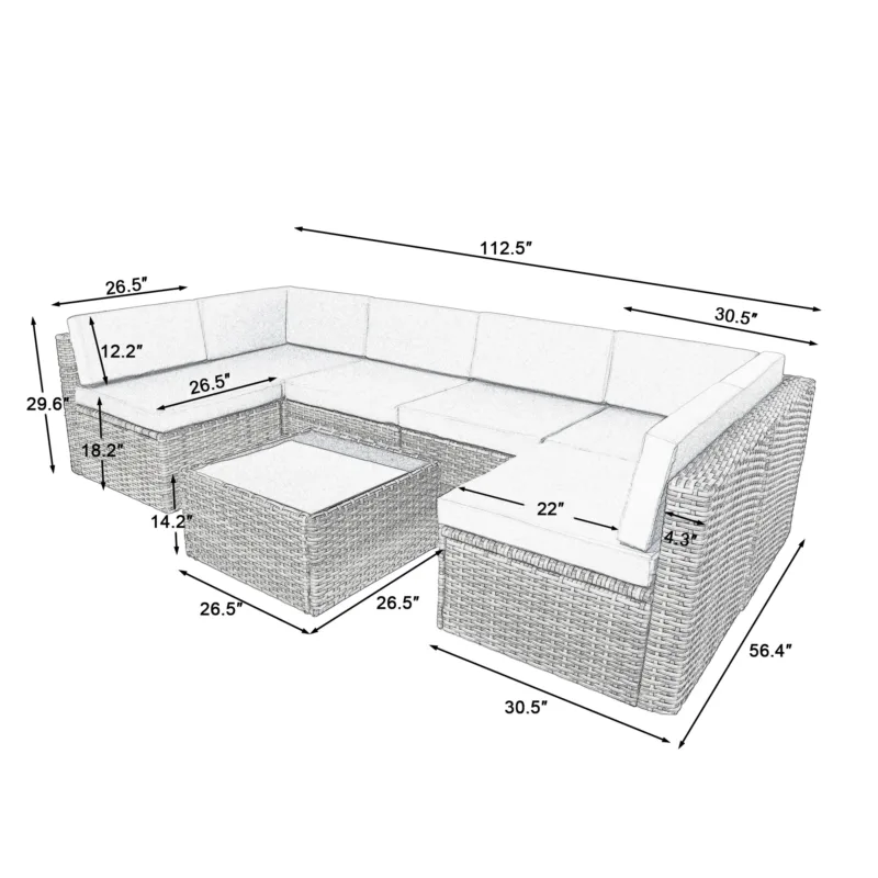 Raffe 6-Piece Outdoor Rattan Dining and Lounge Set with Cushions - Image 2