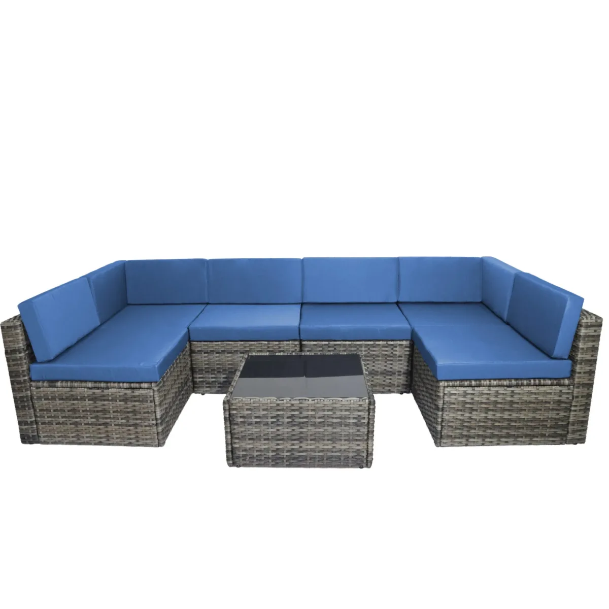 Raffe 6-Piece Outdoor Rattan Dining and Lounge Set with Cushions - Image 6